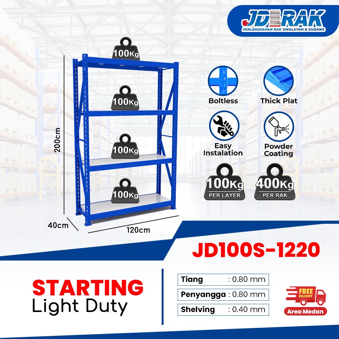 Rak Gudang Starting JD-100 120cm 4Layer