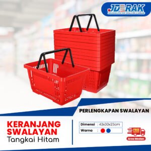 Keranjang Belanja Swalayan Tangkai Hitam