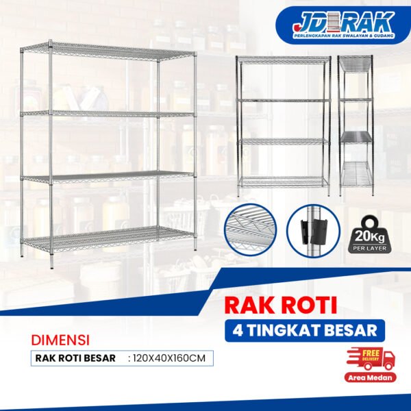 Rak Saji Roti Rak Roti 4 Tingkat - JD RAK SWALAYAN