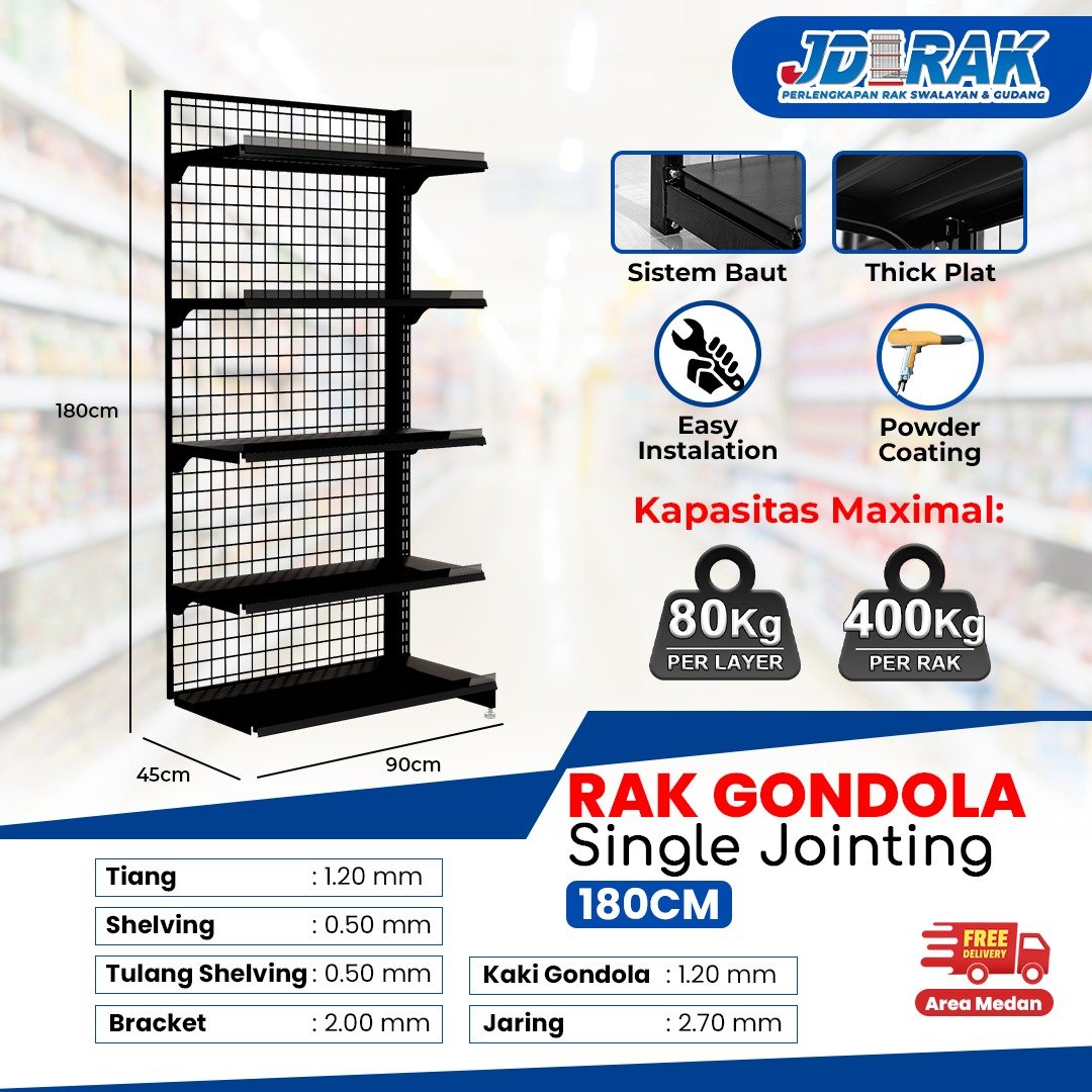 Rak Minimarket Single Jointing BLACK