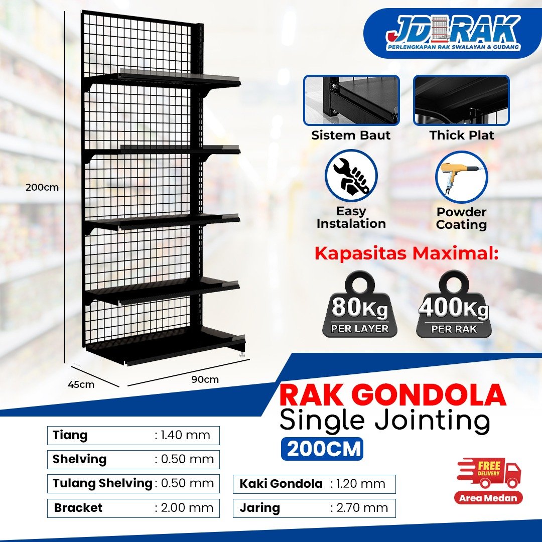 Rak Minimarket Single Jointing BLACK