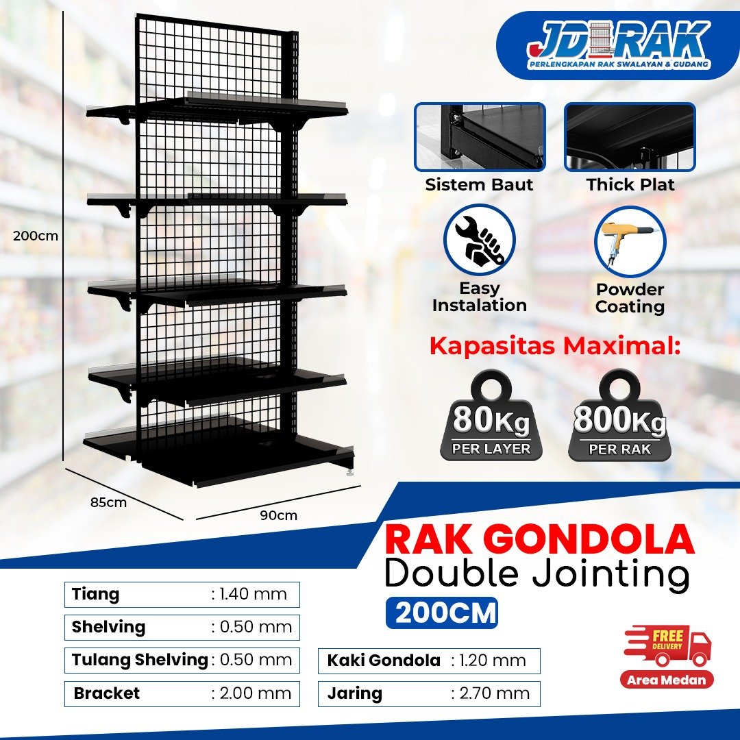 Rak Minimarket Double Jointing BLACK